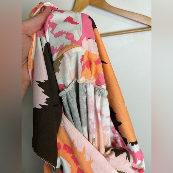 Madison 100% Pima Cotton Midi Dress Abstract Colorful Size L made in Peru - Picture 9 of 10